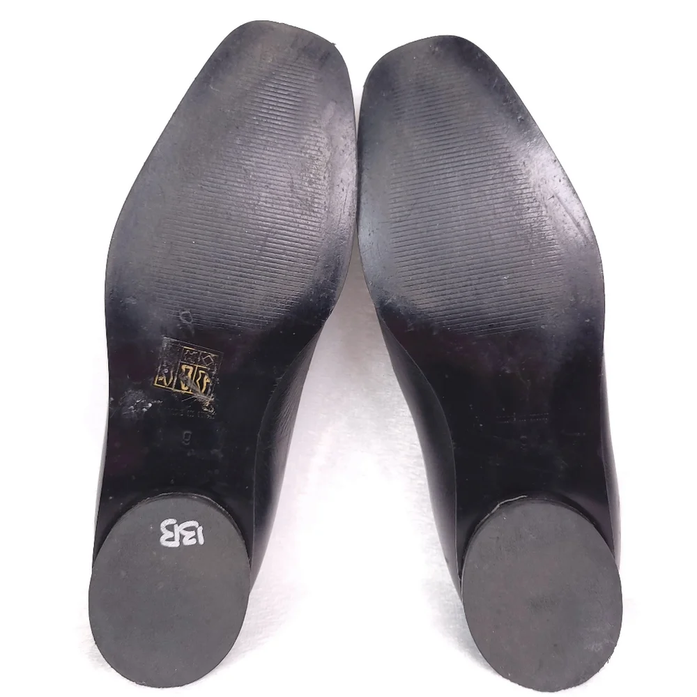 Everlane The 90's Black Leather Square Toe Round Heel Flats Loafers 9